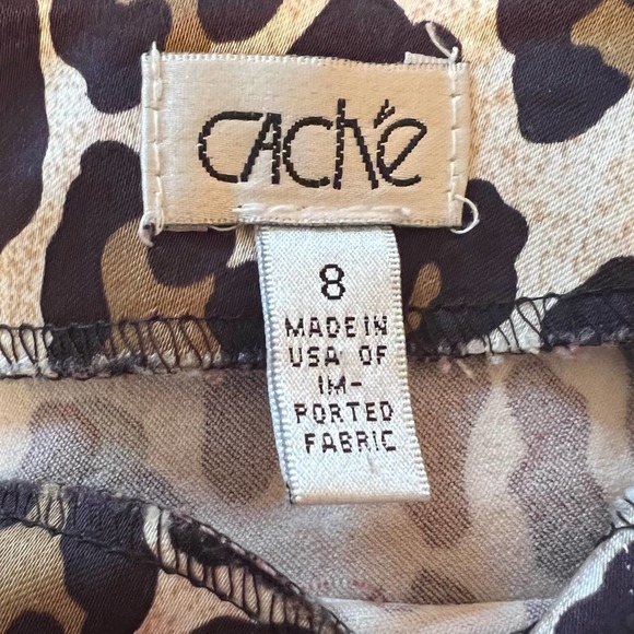 Cache Leopard Print Zip Back Mini Skirt Size 8 - Picture 4 of 5